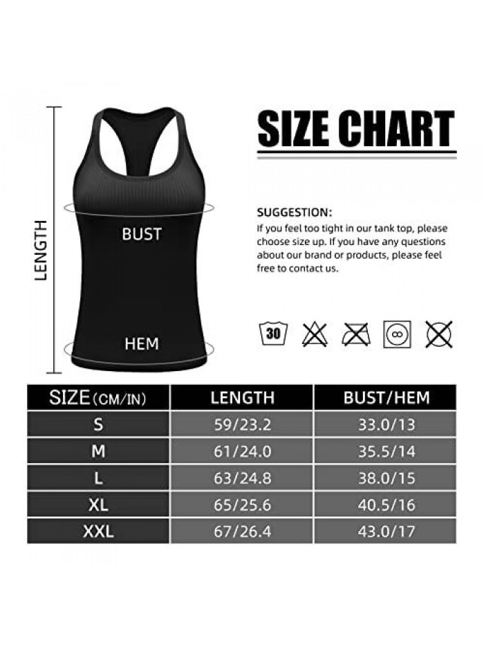 GIRL Yoga Tank Top for Women, Silm Fit Racerback Workout Shirt with Build-in Bra Gym Running 