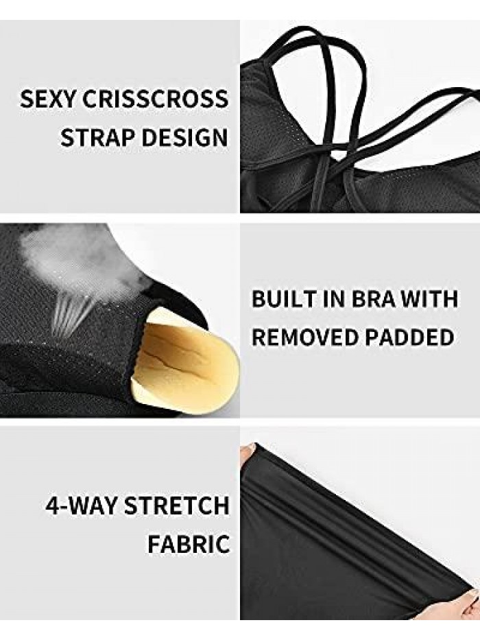 Workout Tank Tops for Women with Built in Bra Athletic Camisole Strappy Back Yoga Tanks 