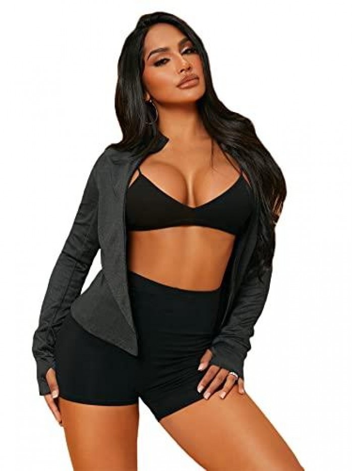 Women's Long Sleeve Zipper Workout Tops Sports Jacket with Thumb Holes 
