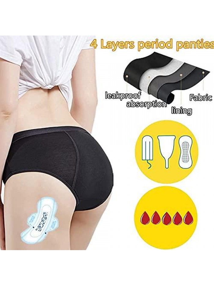 Period Panties Heavy Flow Women Absorbent Leak Proof Panty Postpartum Pants Menstrual Underwear Briefs 3 Pack 