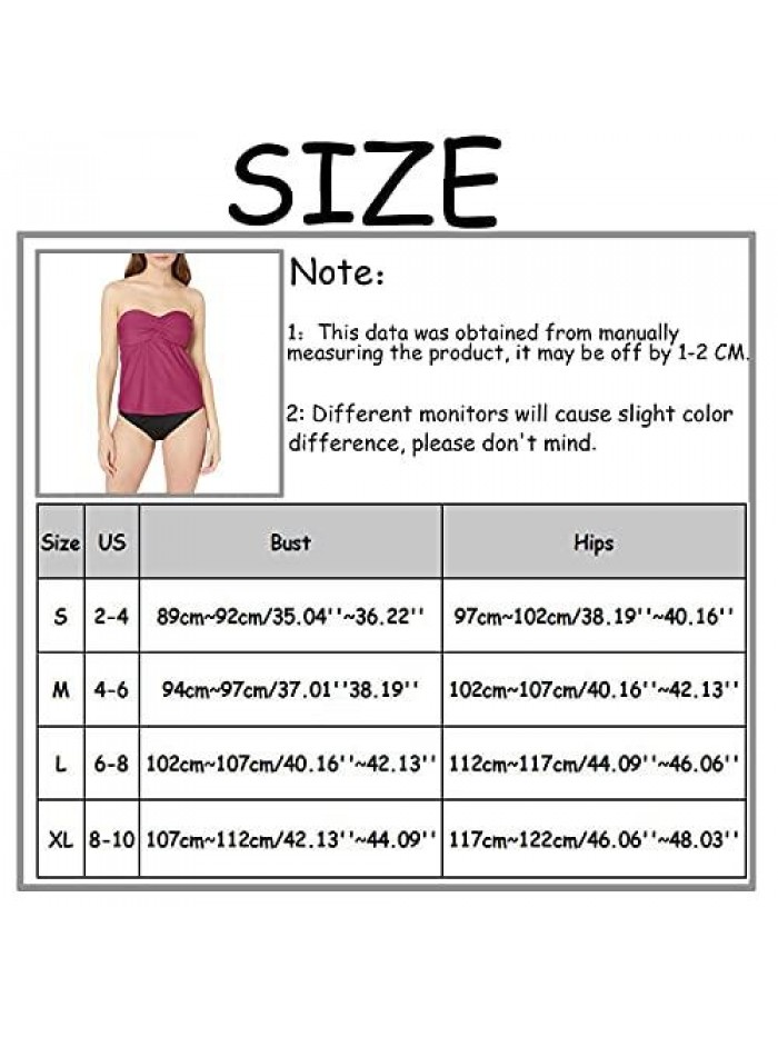 Ruched Bathing Suit Top Tummy Control Bandeau Tankini Top Only 