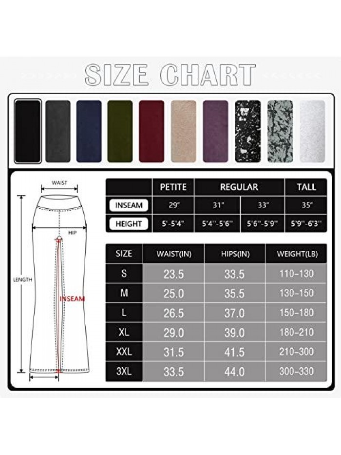S-XXXL 29''31''33''35'' Inseam Women's Cotton Bootcut Pants Inner Pocket 