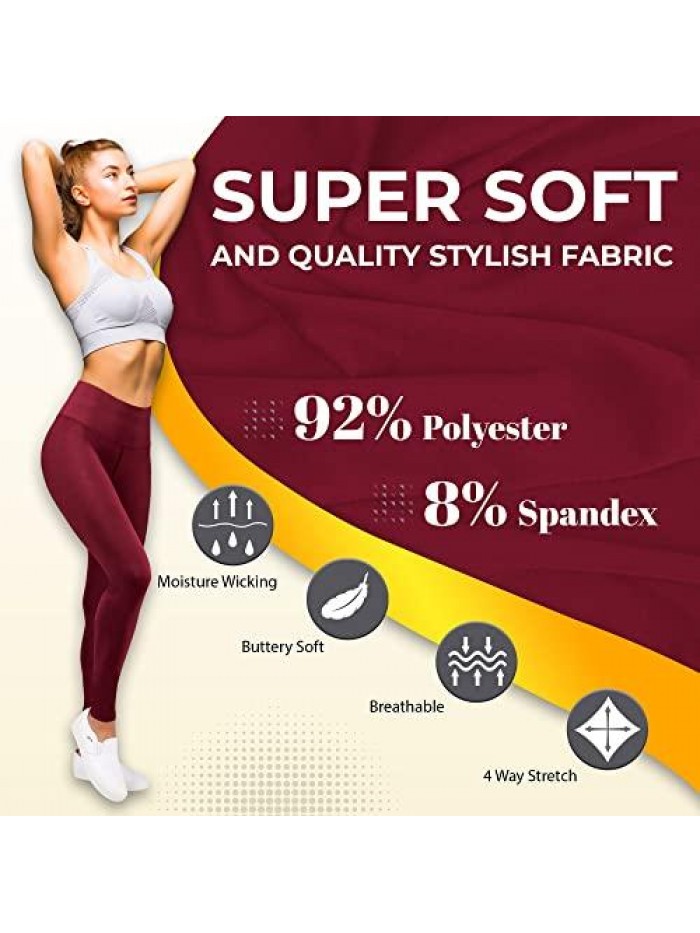 Buttery Soft High Waisted Leggings for Women Tummy Control, Non See Through, 4 Way Stretch Seamless Leggings 21 Colors 