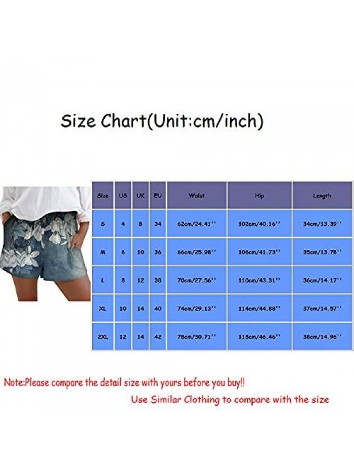 Womens Shorts, Women Summer Shorts Plus Size Pockets Flowers Printed Loose Casual Shorts 