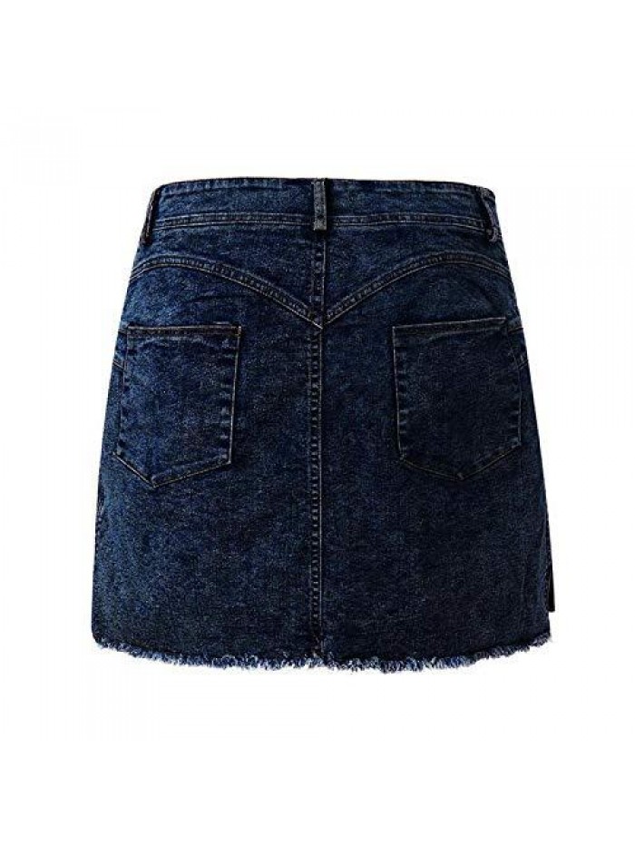 Women's Mini Jean Skirts Fashion Washed Summer Short Jeans Denim Sexy Mini Jean Skirts 