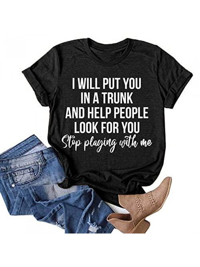 Tops Dressy Casual, Women Funny Saying Shirt Letter Graphic Print Short Sleeve Tees Tops Fashion Tunic Blouses 