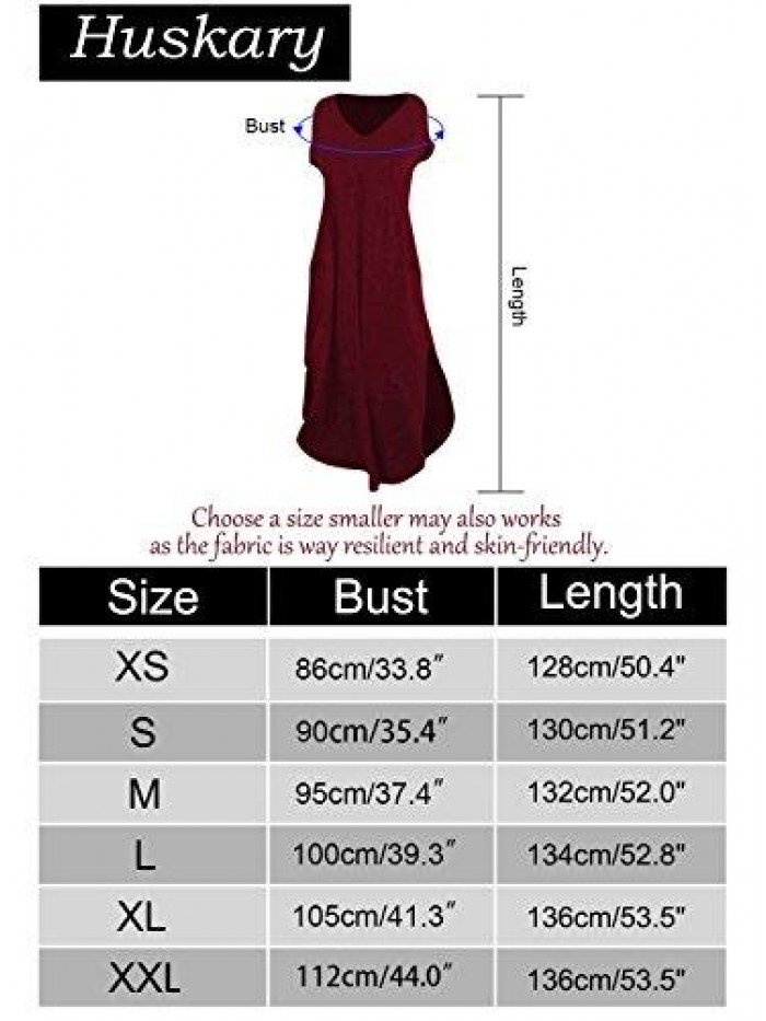 Women's Summer Maxi Dress Casual Loose Pockets Long Dress Short Sleeve Split 