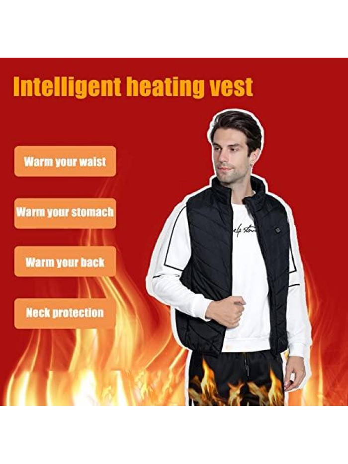 Size Heated Vest for Men and Women Dual Control 4 Heating Heated Jacket Lightweight Winter Warm Zipper Tops 