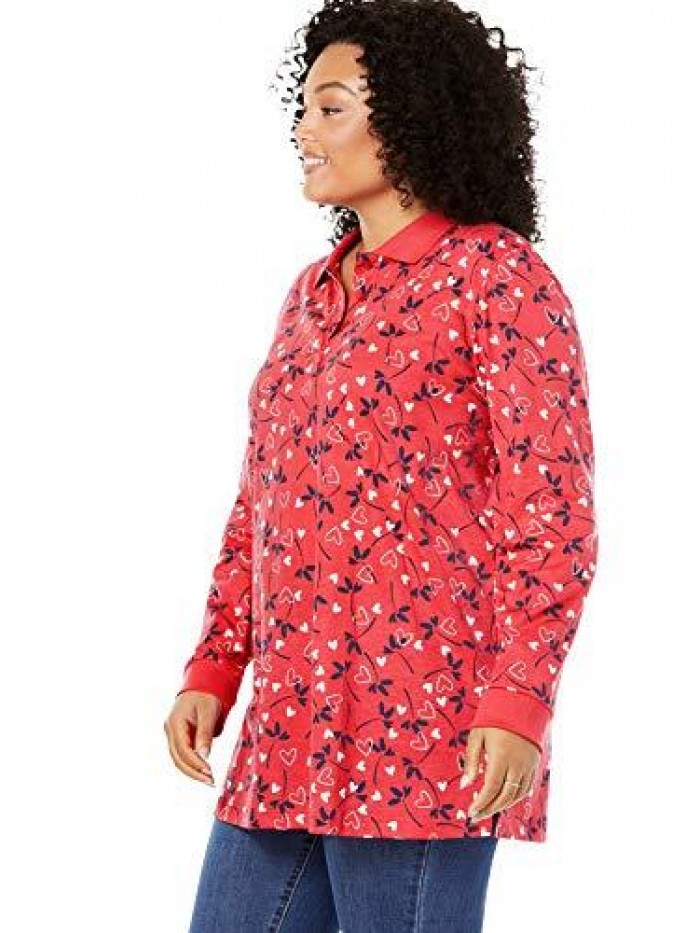 Within Women's Plus Size Long-Sleeve Polo Shirt 
