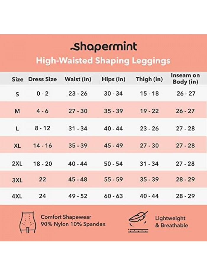 High Waisted Medium Compression Leggings - Shapewear for Women 