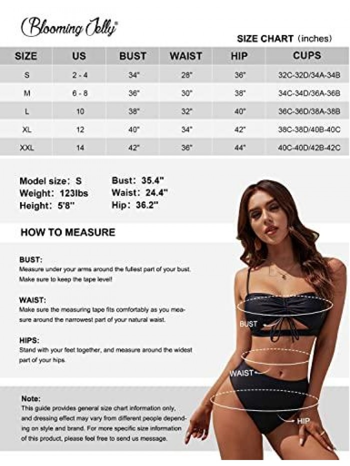 Jelly Womens High Waisted Bikini Sets Sexy Swimsuits Cutout Top with High Leg Cheeky Bottom Two Piece Bathing Suits 