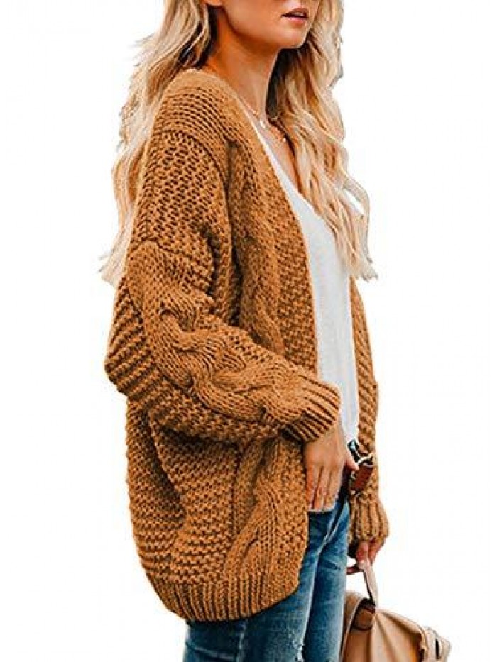 Astylish Womens Open Front Long Sleeve Chunky Knit Cardigan Sweaters Loose Outwear Coat