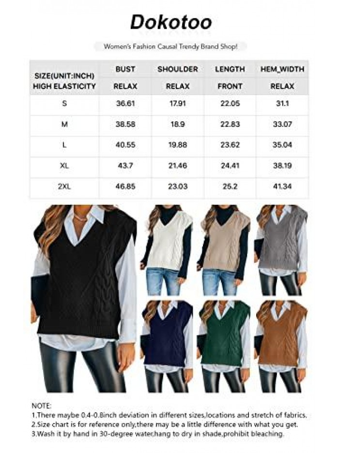 Dokotoo Sweater Vest Women Knitted V Neck Oversized Sweaters Sleeveless Knitwear Tank Tops