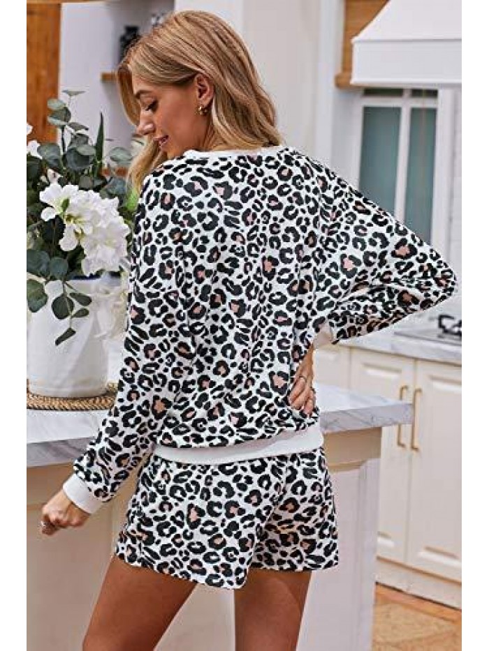 Women’s Tie Dye Printed Pajamas Set Long Sleeve Tops With Shorts Lounge Set Casual Two-Piece Sleepwear 