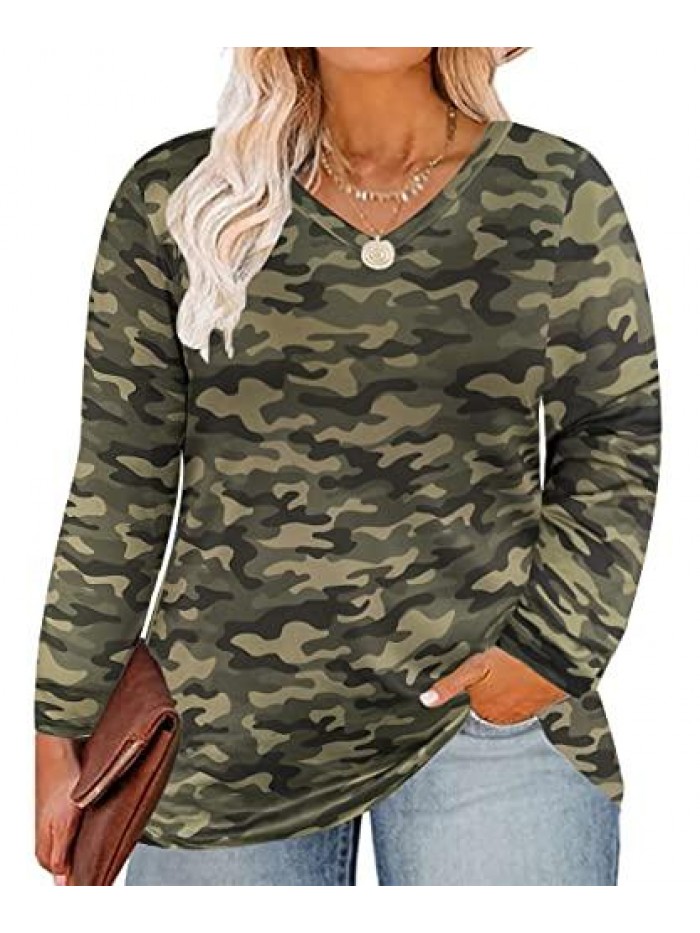 Plus Size Tops for Women Long Sleeve Casual Loose Shirts Oversized Tunic Shirt 