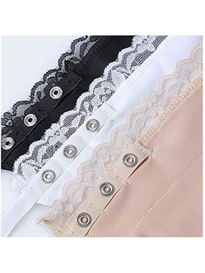 Lady Lace Clip-On Mock Camisole Bra Insert Overlay Modesty Panel Vest. (3Pcs-Black+White+Beige) 