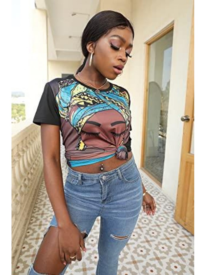 Melanin Girls Natural Hair Graphic Tees for Women T-Shirt African Casual Short Sleeve Crewneck Tops Tee 