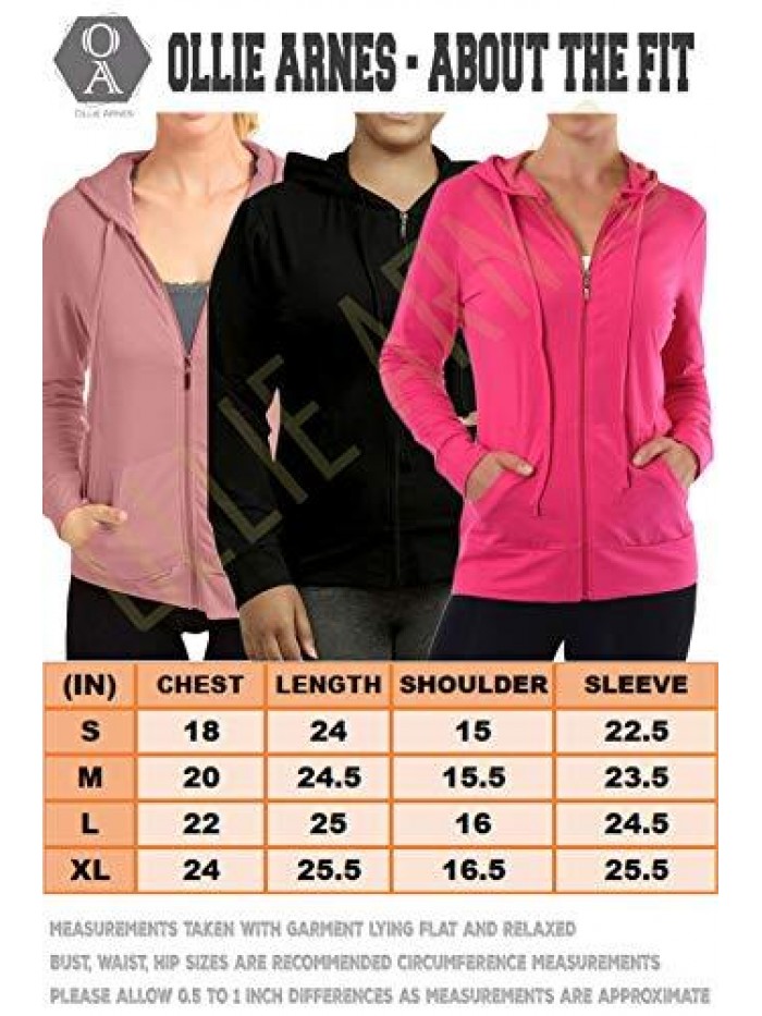 ARNES Women's Thermal Long Hoodie Zip Up Jacket Sweater Tops 