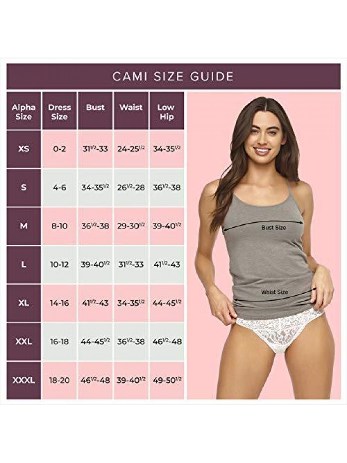 Cotton Modal Womens Cami - Adjustable, Seamless Cotton Tank Top for Women (3-Pack) 