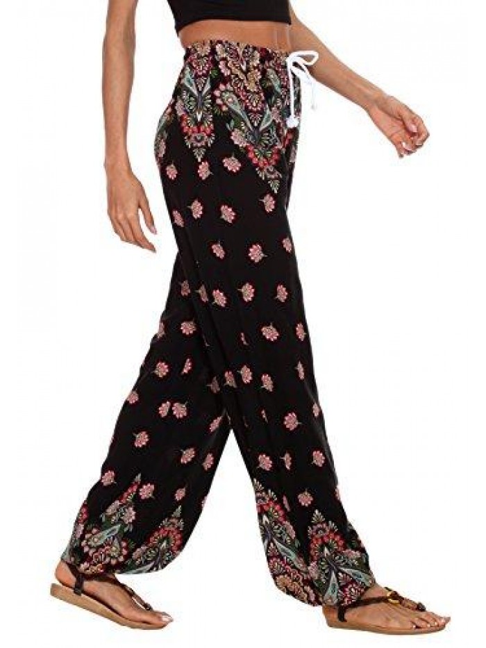 CoCo Women's Floral Print Boho Yoga Pants Harem Pants Jogger Pants 