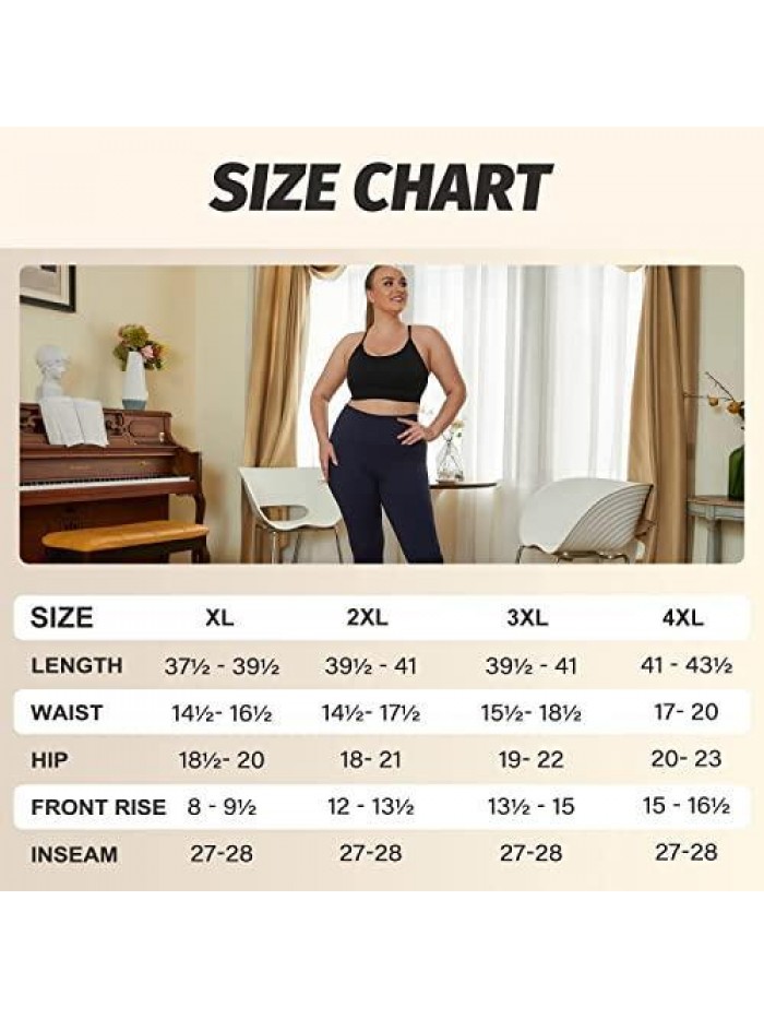 Plus Size High Waisted Leggings for Women, Buttery Soft Black Yoga Workout Leggings 3X 4X 