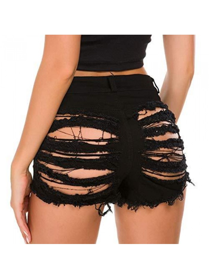 Womens High Waist Ripped Hole Short Jeans Washed Distressed Sexy Denim Shorts 