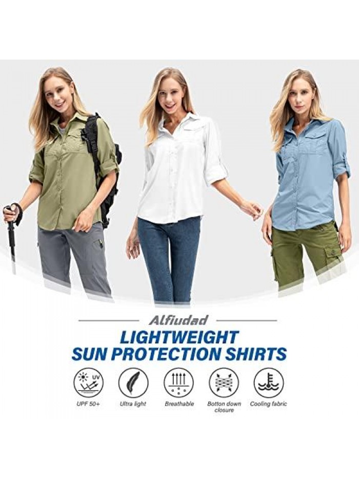 Quick Dry Sun UV Protection Convertible Long Sleeve Safari Shirts for Hiking Camping Fishing Sailing 