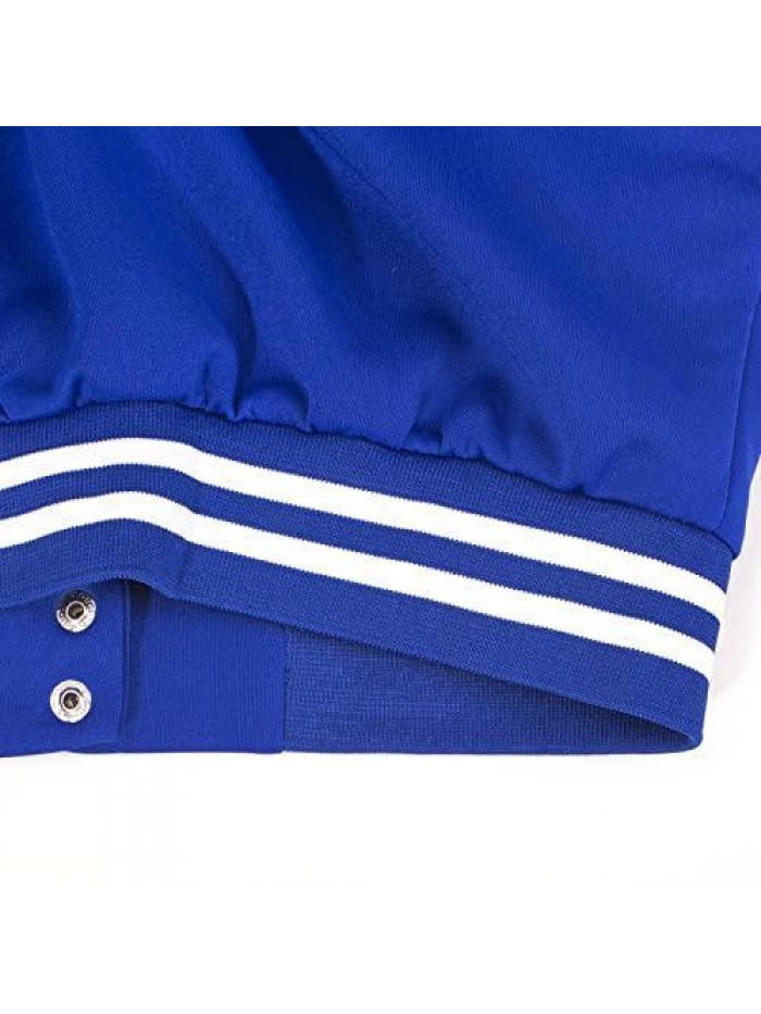 2 Piece Outfits Sets Long Sleeve Varsity Jacket Patchwork Button Down Crop Top Sweatsuit Set 