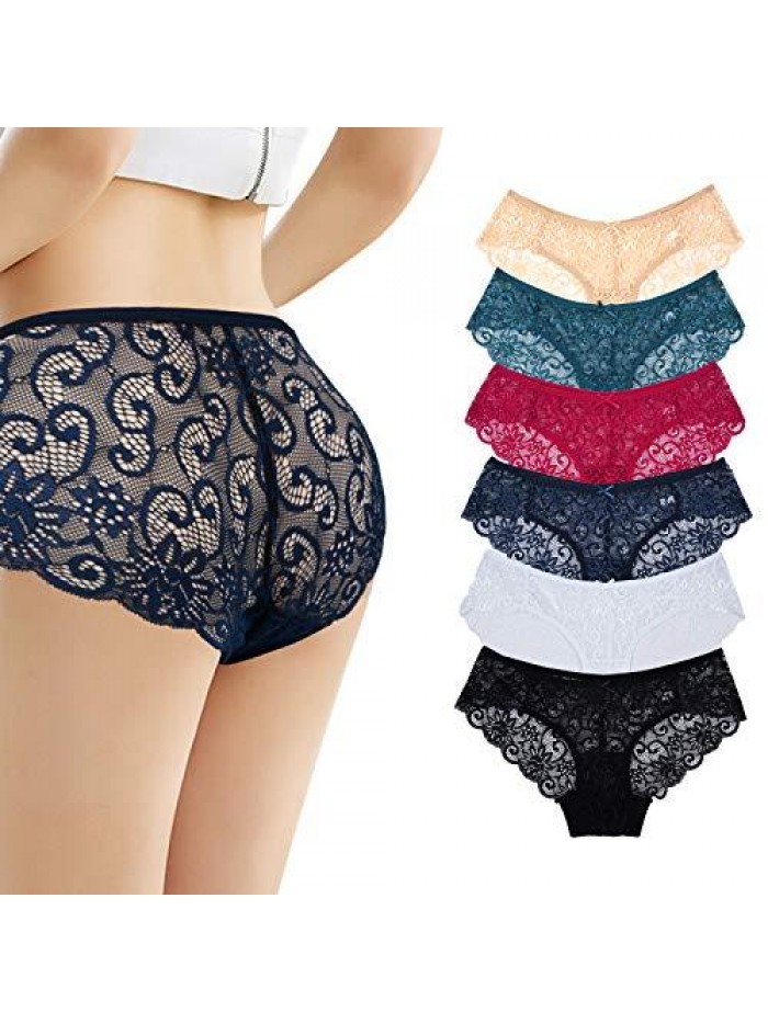 Boutique Womens Underwear Invisible Seamless Bikini Lace Underwear Half Back Coverage Panties 