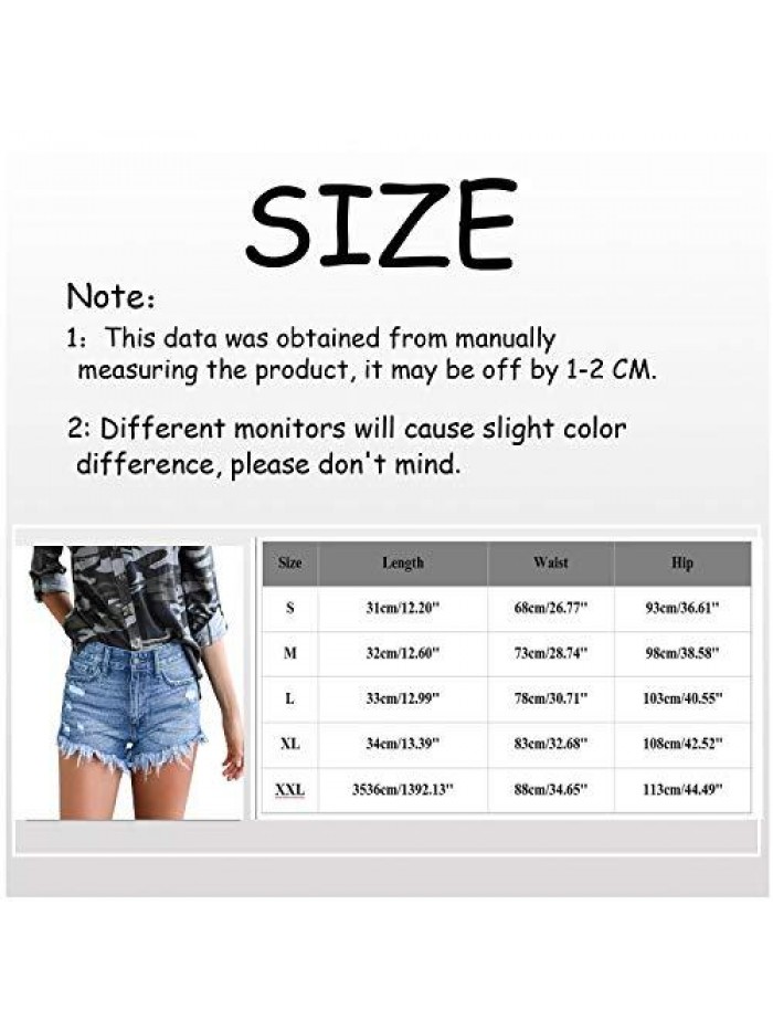 Women's Ripped Denim Shorts High Waisted Stretchy Raw Hem Short Jeans Casual Beach Jegging Hot Pants 