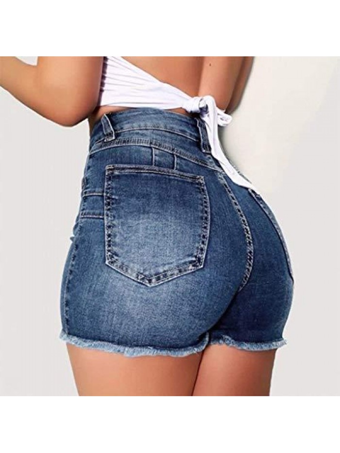Shorts Womens High Rise Distressed Bermuda Short Jeans Skinny Denim Short Jeans 
