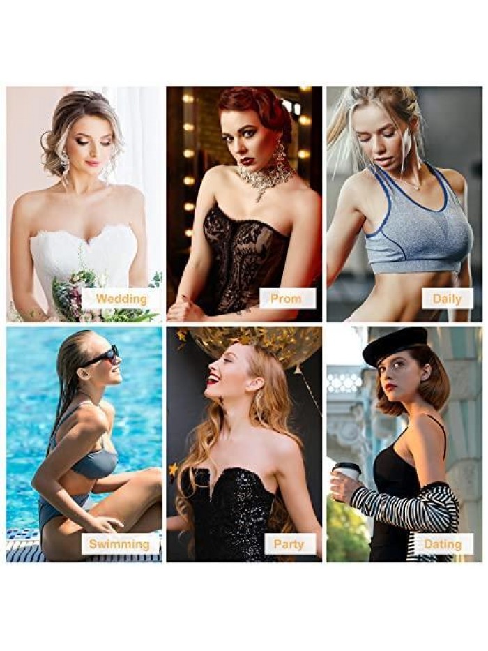 Adhesive Bra Invisible Self Adhesive Strapless Bra Silicone Push Up with Nipple Covers 