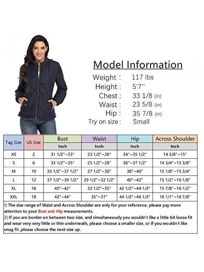 MOLY Women Quilted Jackets Zip Up Stand Collar Lightweight Padded Jacket Winter Outwear 
