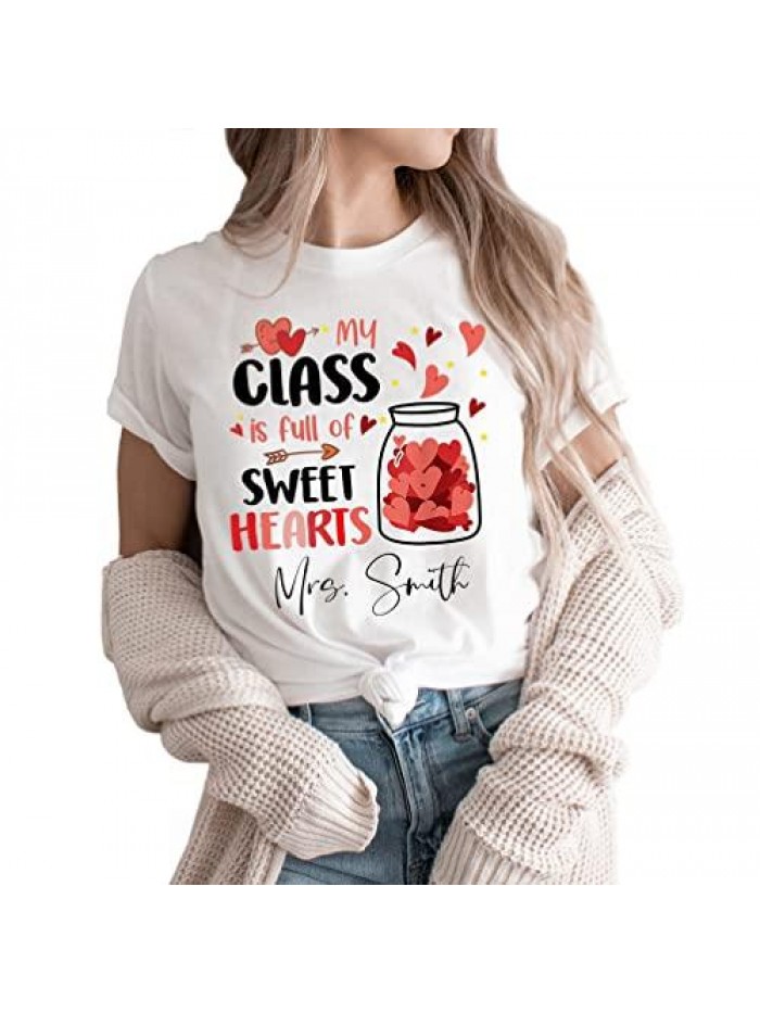 Teacher Gifts, My Class Full of Sweet Hearts Valentine's Day Teacher T-Shirt, 100 Days of School Shirt Teacher, Teacher Gifts for Women, Teacher Valentines Day Shirt 