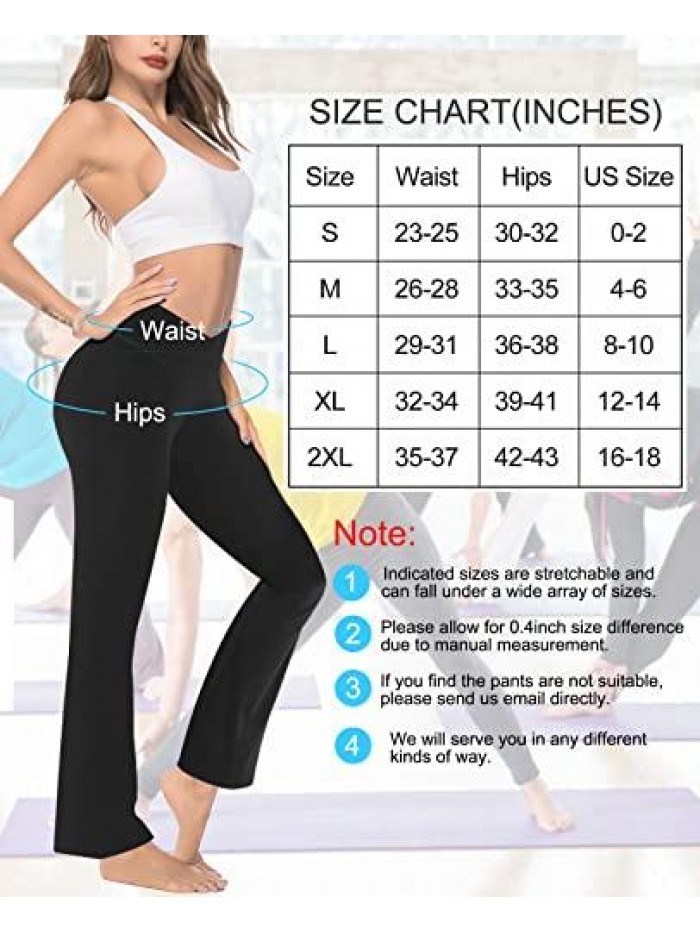 Women's Bootcut Yoga Pants, High Waist Workout Bootleg Yoga Pants Tummy Control 4 Way Stretch Pants 