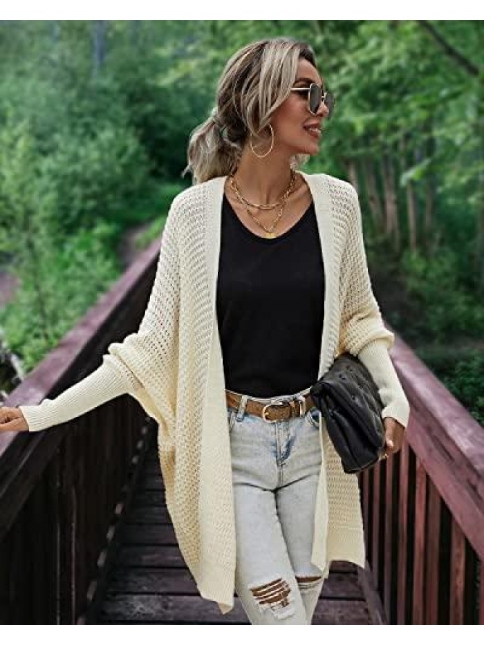 OAJUYJO Womens Cardigan Sweaters Oversized Open Front Batwing Long Sleeve Chunky Knit Outwear Coat