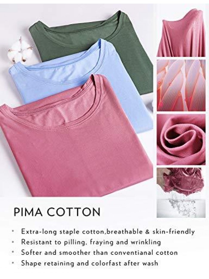 YOGA Women's Pima Cotton Workout Crop Tops Short Sleeve Yoga Shirts Casual Athletic Running T-Shirts 