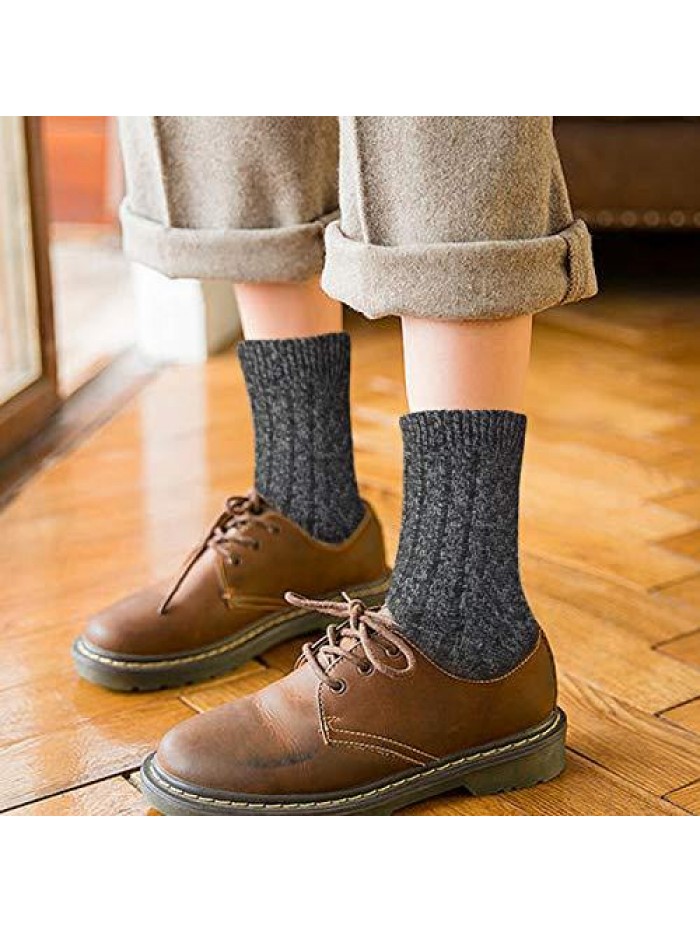 of 5 Womens Winter Socks Warm Thick Knit Wool Soft Vintage Casual Crew Socks Gifts 
