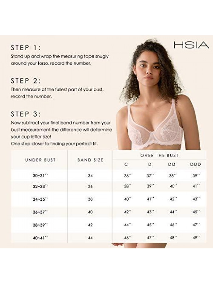 Women's Minimizer Bra Unlined Underwire Full Figure Lace Bra Plus Size Full Coverage Unpadded Bra 