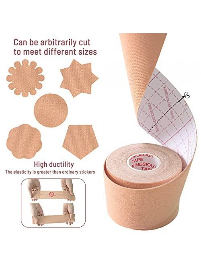 Boob Tape Breast Tape Breathable Invisible Lift Waterproof Adhesive Tape with 10pcs Nipple Cover for All Cups 