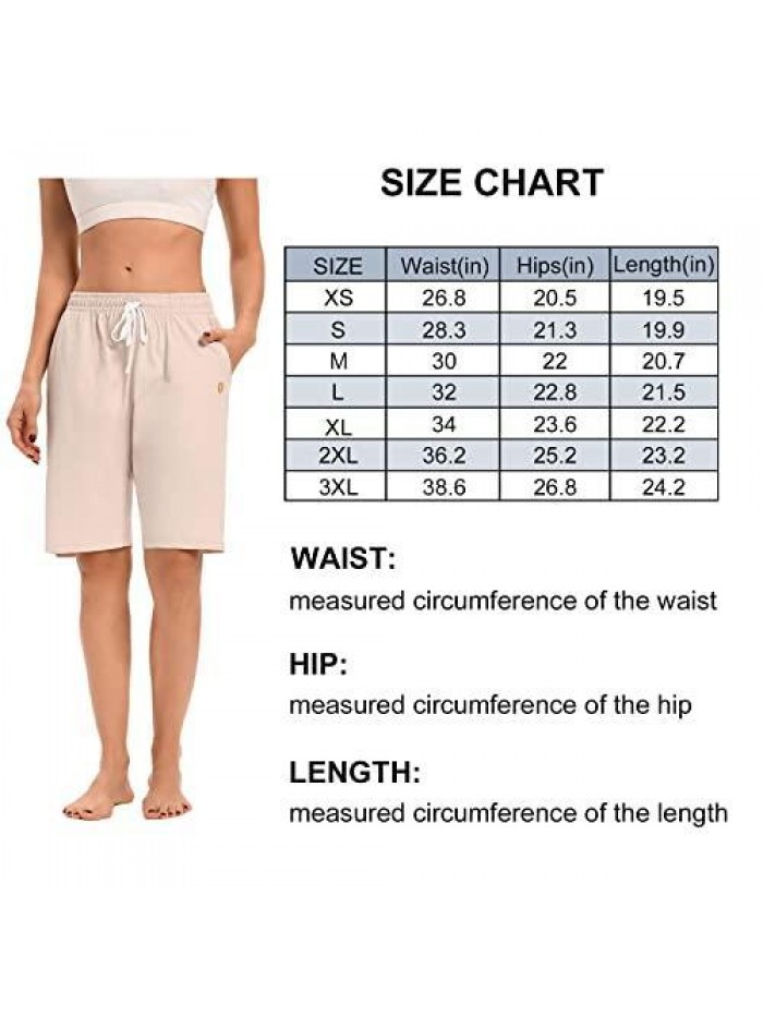 Women’s Bermuda Shorts Jersey Shorts with Pockets Yoga Walking Athletic Long Shorts for Women Knee Length 