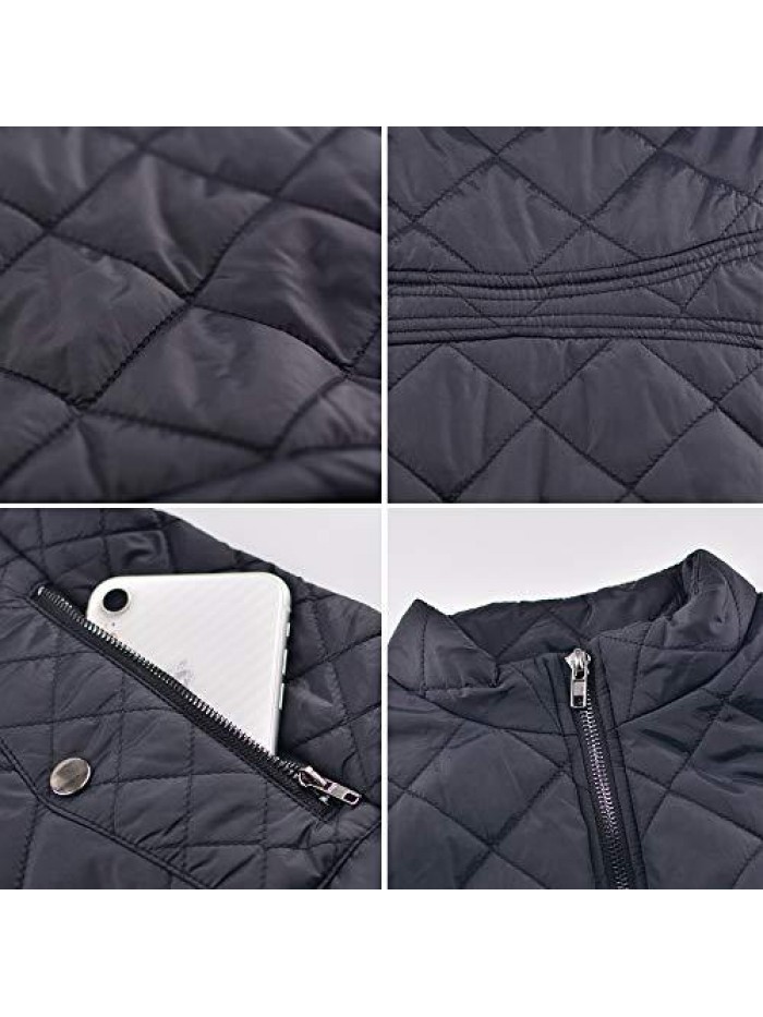 MOLY Women Quilted Jackets Zip Up Stand Collar Lightweight Padded Jacket Winter Outwear 