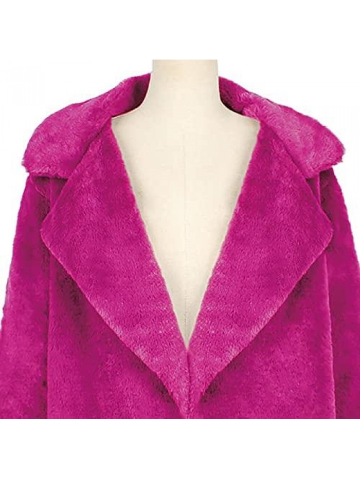 Women's Cardigans Fashion Long Coats Plush Soft Winter Warm Overcoat Lapel Long Sleeve Open Front Cardigan Tops