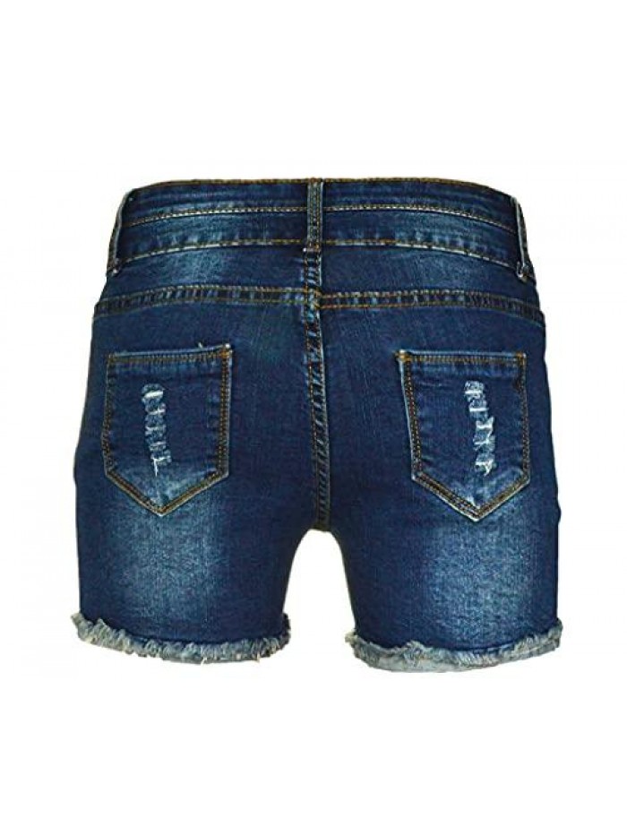 Women's Sexy Stretchy Fabric Hot Pants Distressed Denim Shorts, Size 2-16 