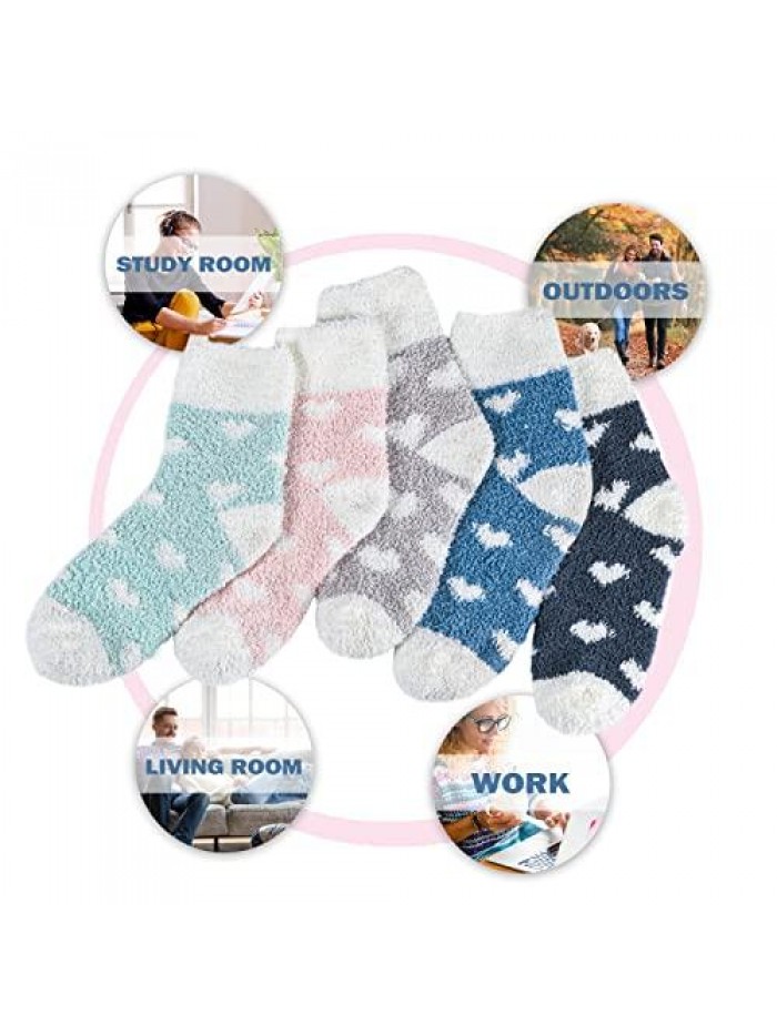 5 Pairs Fuzzy Socks for Women - Fuzzy Socks, Warm Fluffy Socks, Comfort Cozy Socks, Soft Fuzzy Socks, Thick Women Super Warm Fluffy Socks for Women