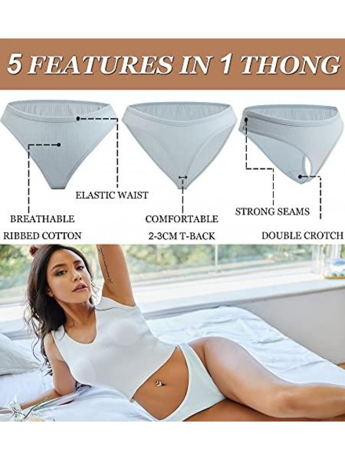 10 pack Cotton Thongs for Women Breathable Low Rise Bikini Lady Panties Womens Underwear Sexy S-XL 
