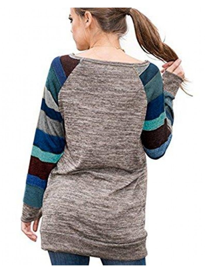 Women's Cotton Knitted Long Sleeve Lightweight Tunic Sweatshirt Tops 
