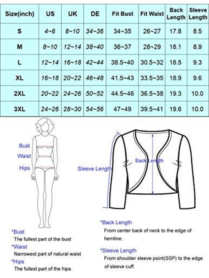 Poque Women's Short Sleeve Shrug Open Front Cotton Cardigan Bolero Jacket… 