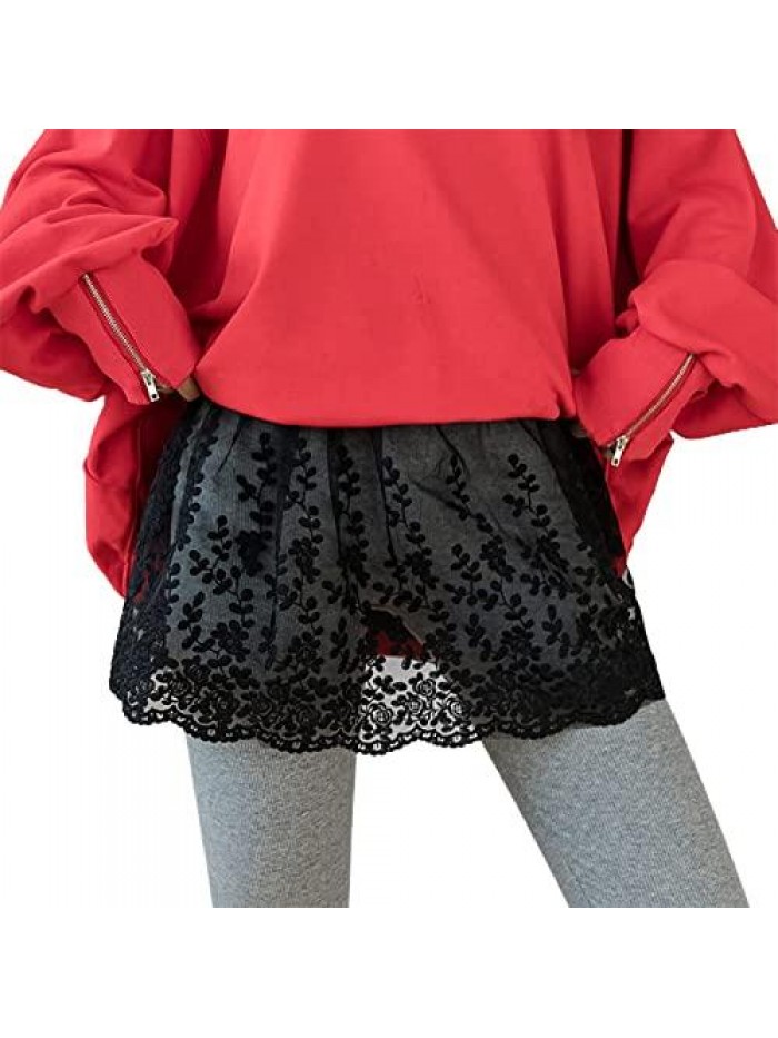 Lace Shirt Extender Layering Fake Top Lower Sweep Skirt Half-Length Plus Size Fake Hemline 