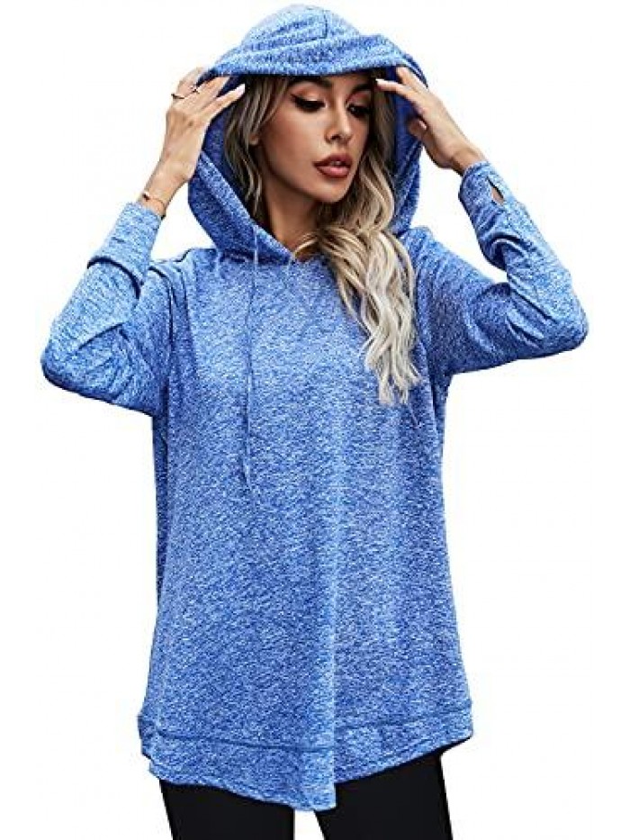 Vigour Womens Long Sleeve Workout Hooded Tops Gym Yoga Dry Fit Athlesuire Wear Shirt for Women with Thumbhole 